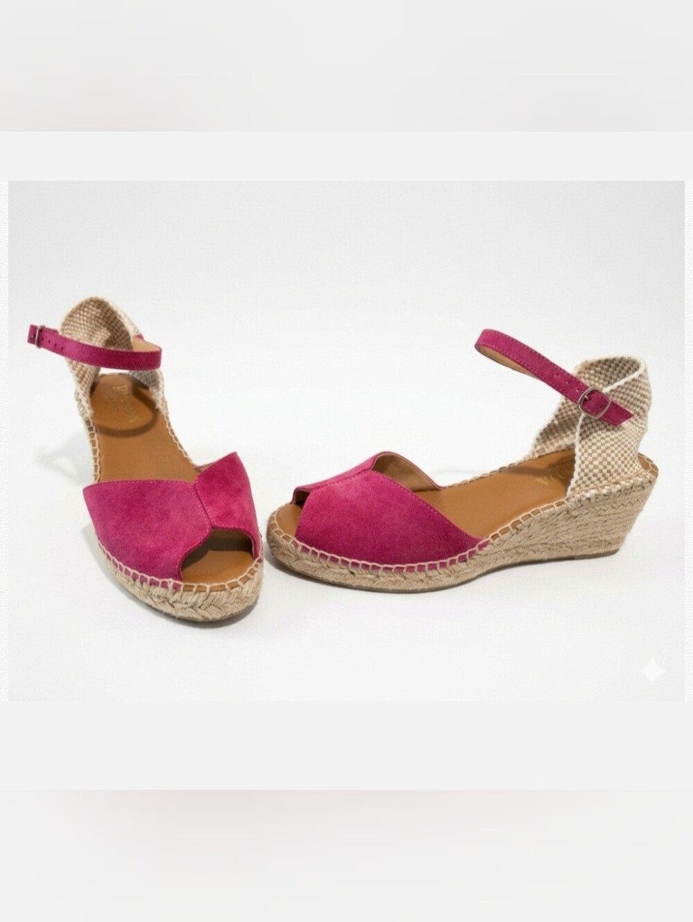 Paseart Fuchsia Pink Suede Espadrille Wedge Sandals size 8.5 Mediterranean boho